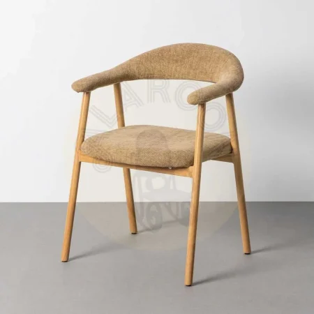 Silla con brazos tapizada en tejido beige con estructura metálica 56x50.50x76cm - Ixia - 616534IX - foto-secundaria-10