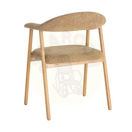 Silla con brazos tapizada en tejido beige con estructura metálica 56x50.50x76cm - Ixia - 616534IX - foto-secundaria-2