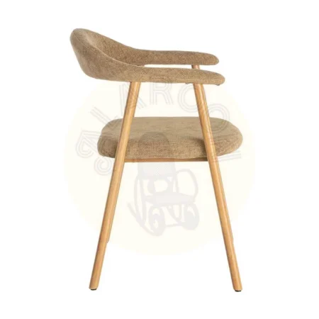 Silla con brazos tapizada en tejido beige con estructura metálica 56x50.50x76cm - Ixia - 616534IX - foto-secundaria-3