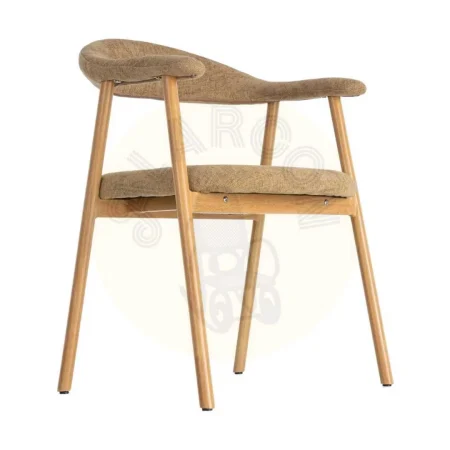 Silla con brazos tapizada en tejido beige con estructura metálica 56x50.50x76cm - Ixia - 616534IX - foto-secundaria-5