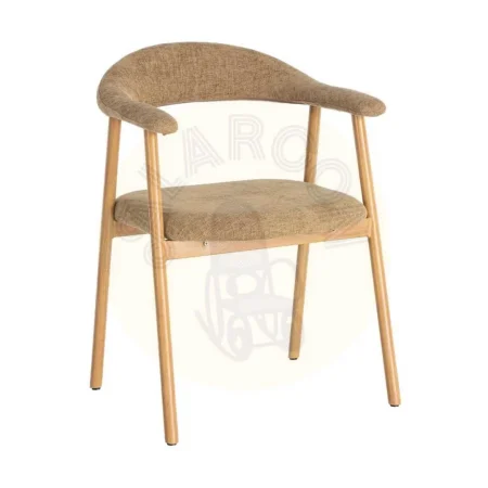 Silla con brazos tapizada en tejido beige con estructura metálica 56x50.50x76cm - Ixia - 616534IX - foto-secundaria-9