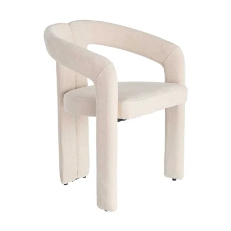 Silla con brazos tapizada en tejido crema estructura metálica 60x50x76.50cm - Ixia - 616535IX - foto-blanco