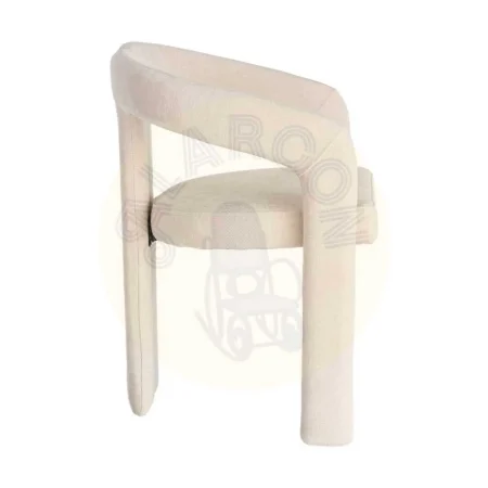 Silla con brazos tapizada en tejido crema estructura metálica 60x50x76.50cm - Ixia - 616535IX - foto-secundaria-2