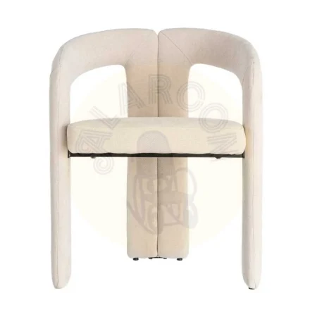 Silla con brazos tapizada en tejido crema estructura metálica 60x50x76.50cm - Ixia - 616535IX - foto-secundaria-4
