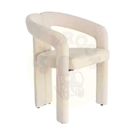 Silla con brazos tapizada en tejido crema estructura metálica 60x50x76.50cm - Ixia - 616535IX - foto-secundaria-8