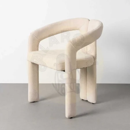 Silla con brazos tapizada en tejido crema estructura metálica 60x50x76.50cm - Ixia - 616535IX - foto-secundaria-9