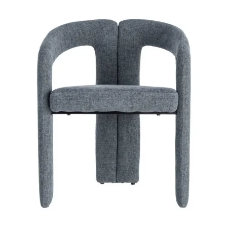 Silla con brazos tapizada en tejido azul estructura metálica 60x50x76.50cm - Ixia - 616537IX - foto-blanco
