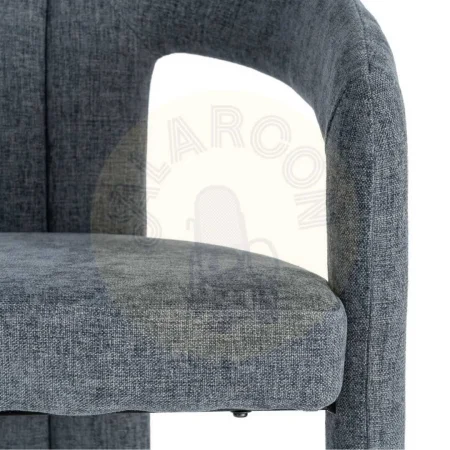 Silla con brazos tapizada en tejido azul estructura metálica 60x50x76.50cm - Ixia - 616537IX - foto-secundaria-1