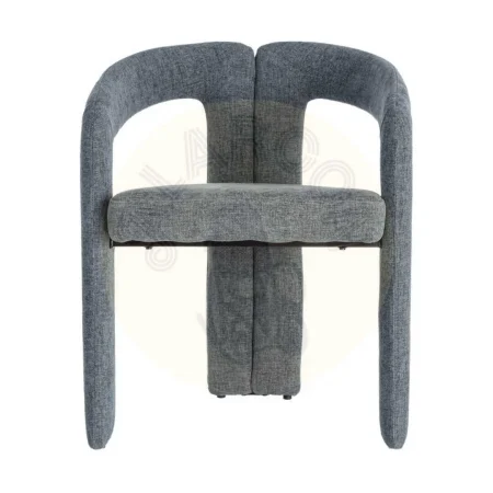 Silla con brazos tapizada en tejido azul estructura metálica 60x50x76.50cm - Ixia - 616537IX - foto-secundaria-4