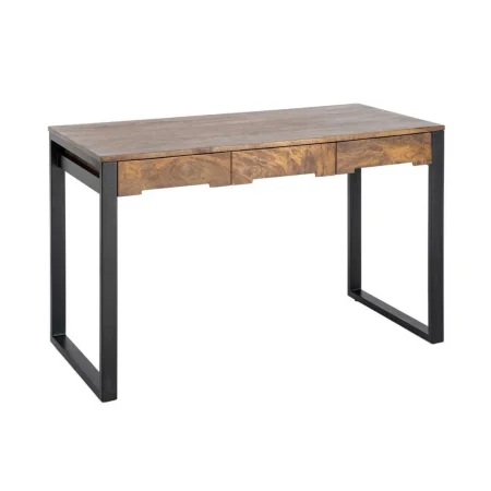 Escritorio de madera de mango color miel con patas de hierro y 3 cajones 125x60x76cm - Ixia - 616551IX - foto-blanco