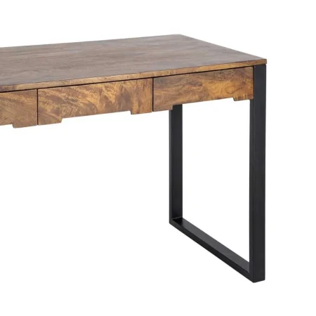 Escritorio en madera de mango color miel con patas de hierro y 3 cajones 125x60x76cm - Ixia - 616551IX - foto-blanco