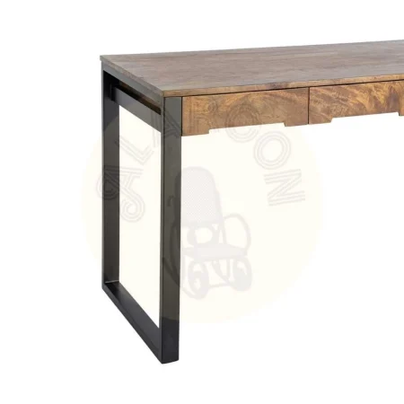 Escritorio en madera de mango color miel con patas de hierro y 3 cajones 125x60x76cm - Ixia - 616551IX - foto-secundaria-1
