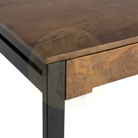 Escritorio en madera de mango color miel con patas de hierro y 3 cajones 125x60x76cm - Ixia - 616551IX - foto-secundaria-2