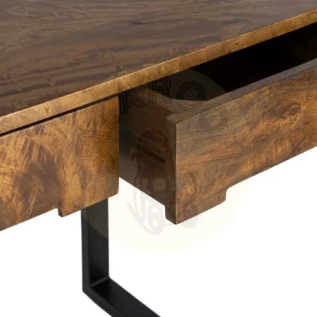 Escritorio en madera de mango color miel con patas de hierro y 3 cajones 125x60x76cm - Ixia - 616551IX - foto-secundaria-4