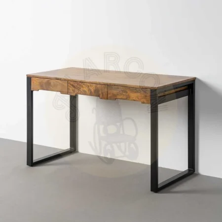 Escritorio en madera de mango color miel con patas de hierro y 3 cajones 125x60x76cm - Ixia - 616551IX - foto-secundaria-8
