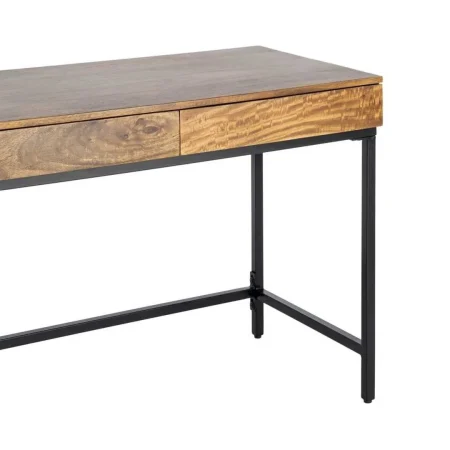 Escritorio miel en madera de mango con patas de hierro y 2 cajones 110x55x78cm - Ixia - 616552IX - foto-blanco
