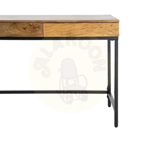Escritorio miel en madera de mango con patas de hierro y 2 cajones 110x55x78cm - Ixia - 616552IX - foto-secundaria-3