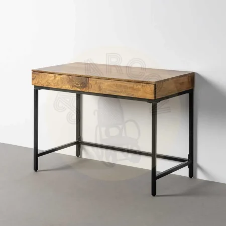 Escritorio miel en madera de mango con patas de hierro y 2 cajones 110x55x78cm - Ixia - 616552IX - foto-secundaria-8