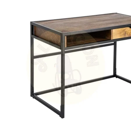 Escritorio en madera de mango color miel con patas de hierro y cajón 110x60x76cm - Ixia - 616553IX - foto-secundaria-1