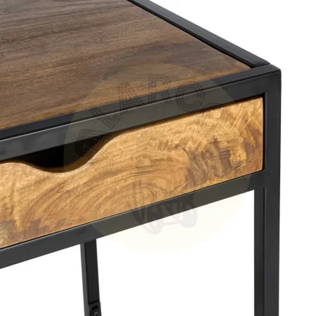 Escritorio en madera de mango color miel con patas de hierro y cajón 110x60x76cm - Ixia - 616553IX - foto-secundaria-2
