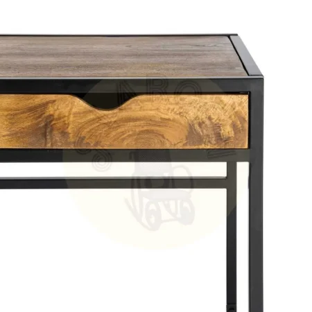 Escritorio en madera de mango color miel con patas de hierro y cajón 110x60x76cm - Ixia - 616553IX - foto-secundaria-4