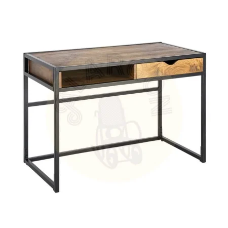 Escritorio en madera de mango color miel con patas de hierro y cajón 110x60x76cm - Ixia - 616553IX - foto-secundaria-7