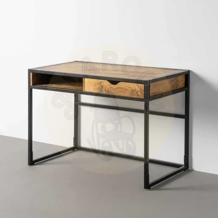 Escritorio en madera de mango color miel con patas de hierro y cajón 110x60x76cm - Ixia - 616553IX - foto-secundaria-8