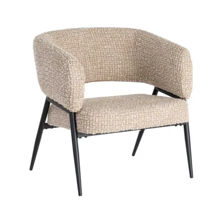 Sillón beige en tejido y metal para salón 71x70x75cm - Ixia - 616566IX - foto-blanco