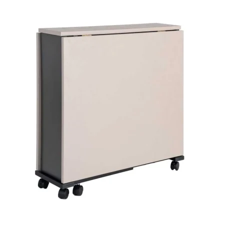 Mesa plegable en melamina con estructura y patas de hierro bicolor negro y crema 148x71x74cm - Ixia - 616570IX - foto-blanco