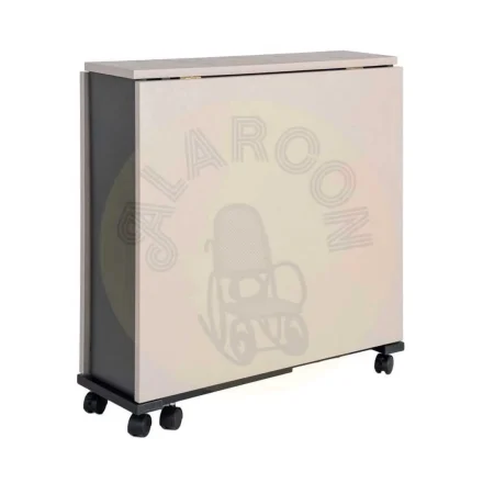 Mesa plegable en melamina con estructura y patas de hierro bicolor negro y crema 148x71x74cm - Ixia - 616570IX - foto-secundaria-6