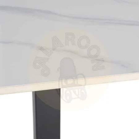 Mesa cuadrada blanca efecto mármol Calacatta piedra sinterizada acabado alto brillo 80x80x75cm - Ixia - 616572IX - foto-secundaria-2