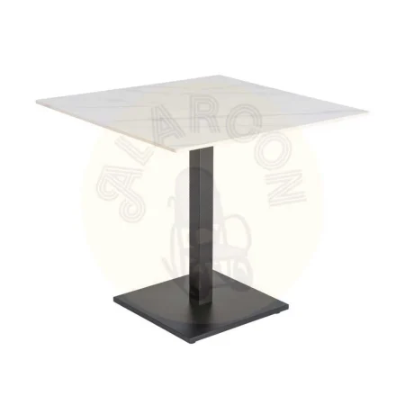 Mesa cuadrada blanca efecto mármol Calacatta piedra sinterizada acabado alto brillo 80x80x75cm - Ixia - 616572IX - foto-secundaria-6