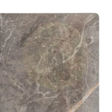 Mesa gris en piedra sinterizada imitación mármol Marquina alto brillo con estructura de hierro 80x80x75cm - Ixia - 616573IX - foto-secundaria-3