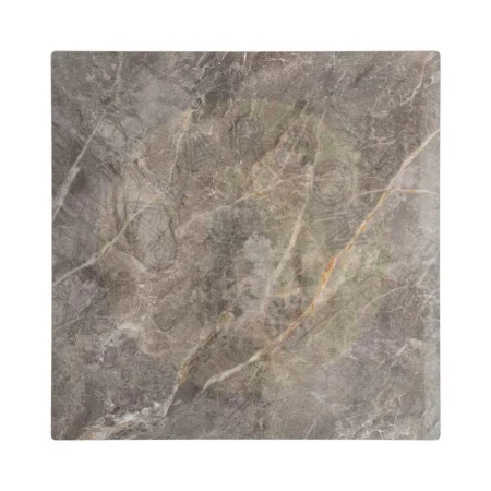 Mesa gris en piedra sinterizada imitación mármol Marquina alto brillo con estructura de hierro 80x80x75cm - Ixia - 616573IX - foto-secundaria-4