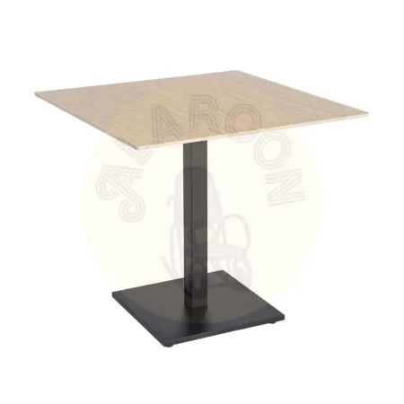 Mesa de piedra sinterizada imitación mármol travertino con estructura de hierro 80x80x75cm - Ixia - 616574IX - foto-secundaria-6