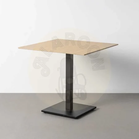 Mesa de piedra sinterizada imitación mármol travertino con estructura de hierro 80x80x75cm - Ixia - 616574IX - foto-secundaria-8