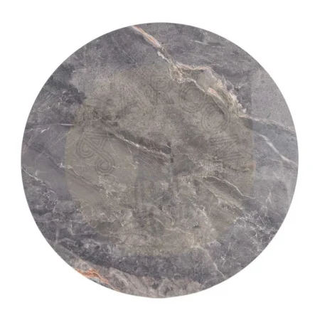 Mesa redonda en piedra sinterizada imitación mármol marquina alto brillo estructura y patas de hierro gris 80x80x75cm - Ixia - 616576IX - foto-secundaria-4