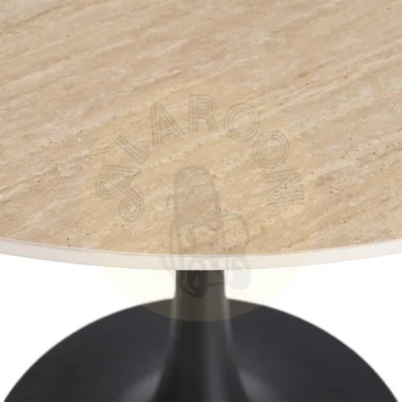 Mesa redonda travertino en piedra sinterizada con patas de hierro 80x80x75cm - Ixia - 616577IX - foto-secundaria-1