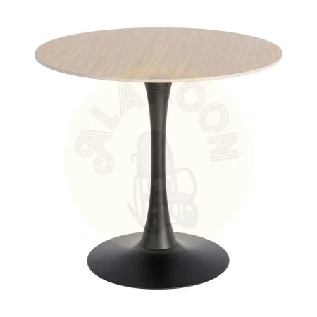 Mesa redonda travertino en piedra sinterizada con patas de hierro 80x80x75cm - Ixia - 616577IX - foto-secundaria-5