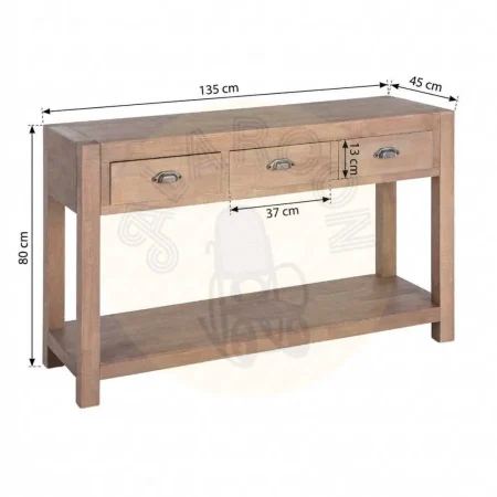 Consola de madera de pino acabado natural estilo cottage 135x45x80cm - Ixia - 616578IX - foto-secundaria-8