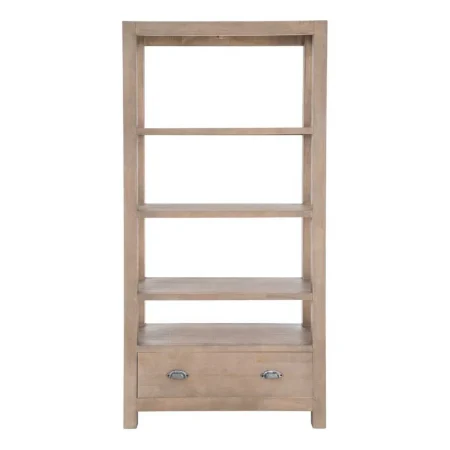 Estantería natural en madera de pino con cajón estilo cottage 90x40x180cm - Ixia - 616579IX - foto-blanco