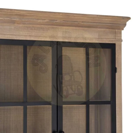 Vitrina estilo cottage natural y negra de madera de pino con puertas de cristal y detalles en metal 87x40x198cm - Ixia - 616581IX - foto-secundaria-2