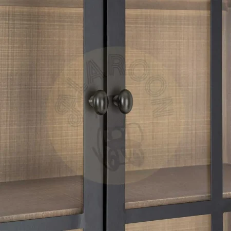 Vitrina estilo cottage natural y negra de madera de pino con puertas de cristal y detalles en metal 87x40x198cm - Ixia - 616581IX - foto-secundaria-4