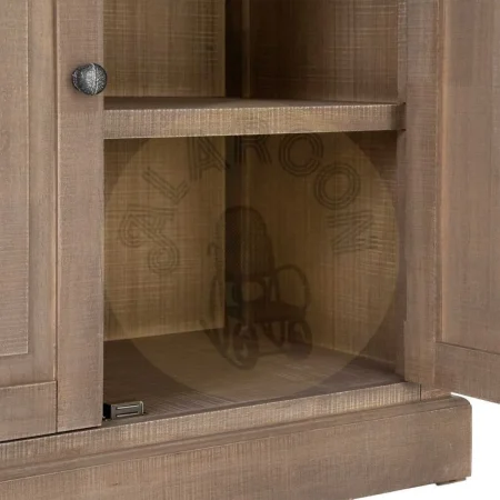 Vitrina estilo cottage natural y negra de madera de pino con puertas de cristal y detalles en metal 87x40x198cm - Ixia - 616581IX - foto-secundaria-5