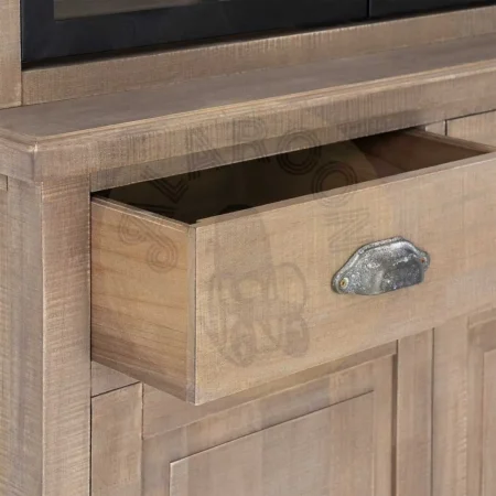 Vitrina estilo cottage natural y negra de madera de pino con puertas de cristal y detalles en metal 87x40x198cm - Ixia - 616581IX - foto-secundaria-6