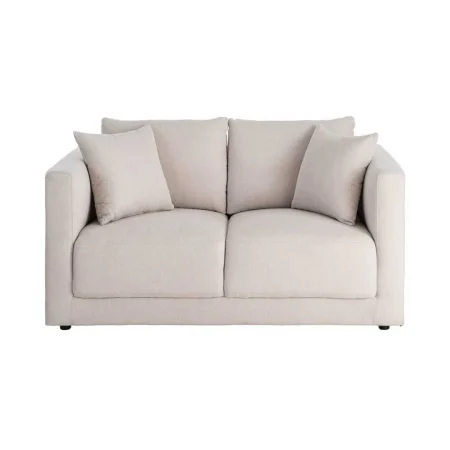 Sofá 2 plazas crema en tejido con estructura de madera y cojines desenfundables 165x96x86cm - Ixia - 616582IX - foto-blanco