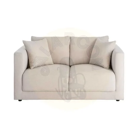 Sofá 2 plazas crema en tejido con estructura de madera y cojines desenfundables 165x96x86cm - Ixia - 616582IX - foto-secundaria-1