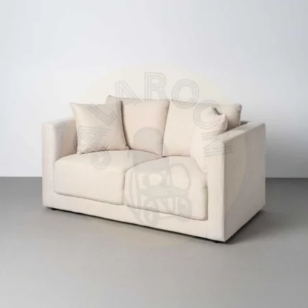 Sofá 2 plazas crema en tejido con estructura de madera y cojines desenfundables 165x96x86cm - Ixia - 616582IX - foto-secundaria-10