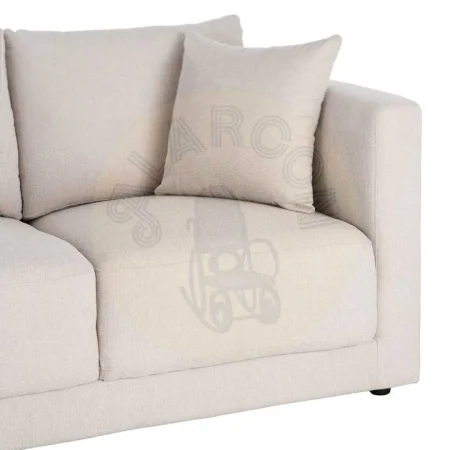 Sofá 2 plazas crema en tejido con estructura de madera y cojines desenfundables 165x96x86cm - Ixia - 616582IX - foto-secundaria-3