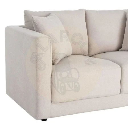 Sofá 2 plazas crema en tejido con estructura de madera y cojines desenfundables 165x96x86cm - Ixia - 616582IX - foto-secundaria-4